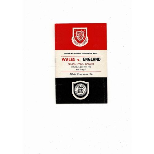 1972 Wales v England British Championship Football Programme @ Cardiff
