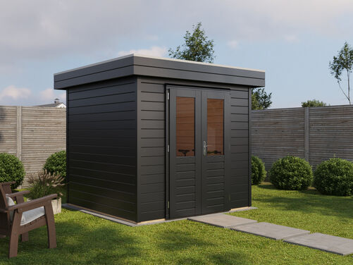 2.4mtr x 2.4mtr 28mm walled Flat Roof Cabin