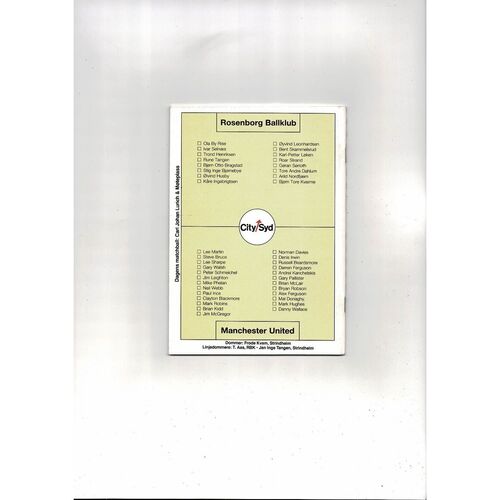 Rosenborg v Manchester United Friendly Football Programme 1992/93