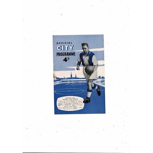 1956/57 Coventry City v Millwall Football Programme