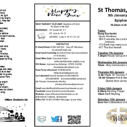 Pew Sheet | The Parish of St Thomas, Exeter