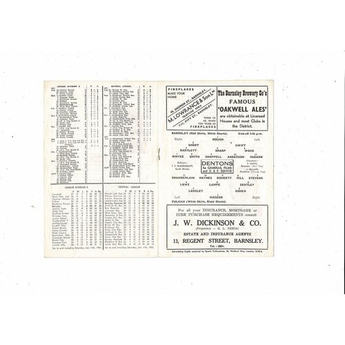 1957/58 Barnsley v Fulham Football Programme