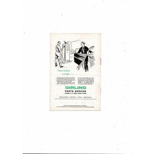 1958/59 Birmingham City v West Ham United Football Programme