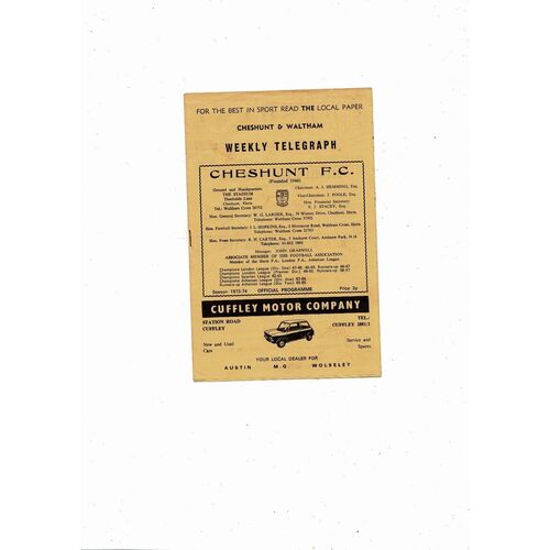 Cheshunt v Dagenham FA Cup Football Programme 1973/74