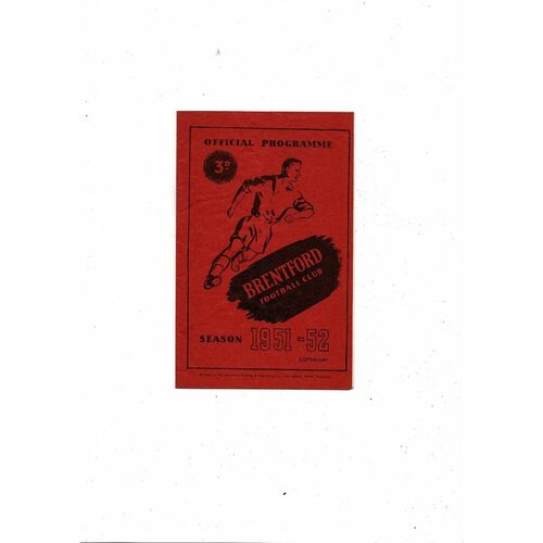 1951/52 Brentford v West Ham United Football Programme. March 29th