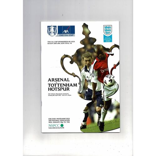 2001 Arsenal v Tottenham Hotspur FA Cup Semi Final Football Programme