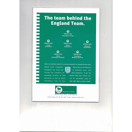 1996 England v Croatia Football Programme