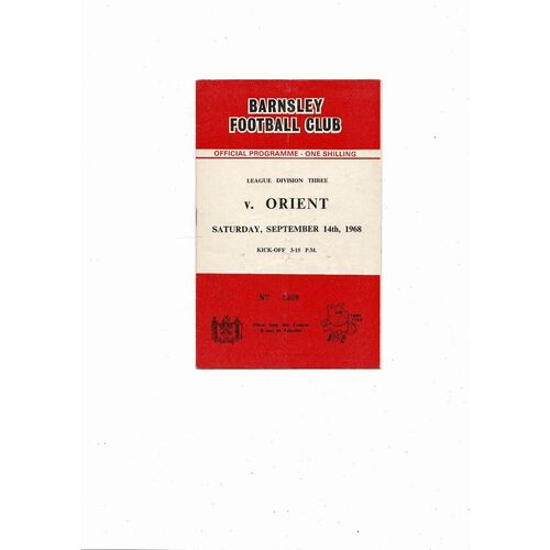 1968/69 Barnsley v Leyton Orient Football Programme