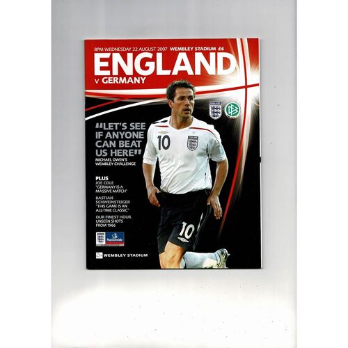 2007 England v Germany Football Programme