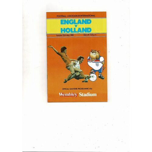 1982 England v Holland Football Programme
