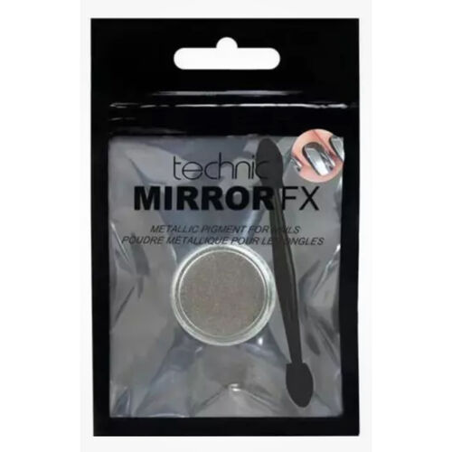 Technic Mirror Fx Chrome Powder For Nails - Metallic Silver Pigment with Applicator