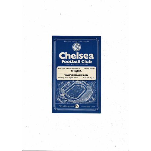 1959/60 Chelsea v Wolves Football Programme