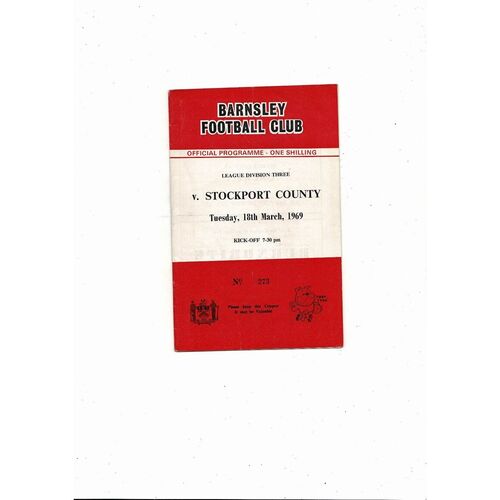 1968/69 Barnsley v Stockport County Football Programme. March