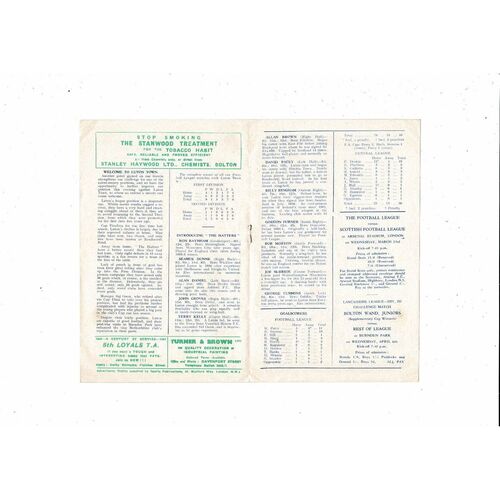 1959/60 Bolton Wanderers v Luton Town Football Programme