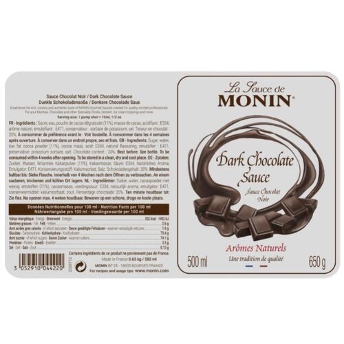 Dark Chocolate Gourmet Sauce by Monin - 500ml