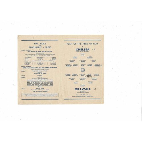 1945 Chelsea v Millwall League South Cup Final Football Programme
