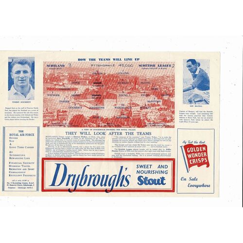 Scotland v Scottish League World Cup Trial Football Programme @ Hibenrian