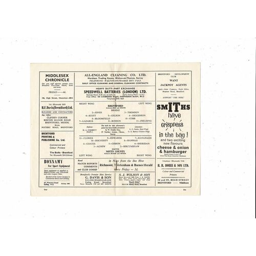 1964/65 Brentford v Notts County FA Cup Football Programme