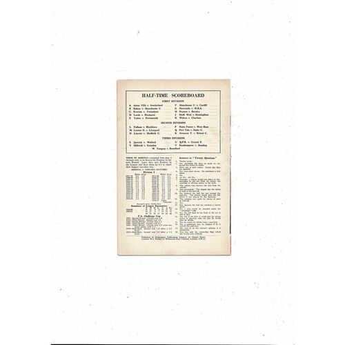 1956/57 Arsenal v Chelsea Football Programme