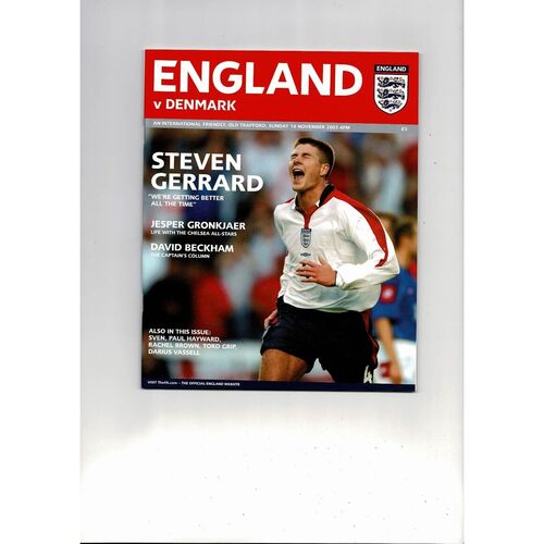 2003 England v Denmark Football Programme @ Manchester United