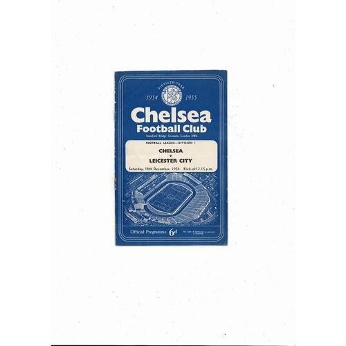 1954/55 Chelsea v Leicester City Championship Season Football Programme