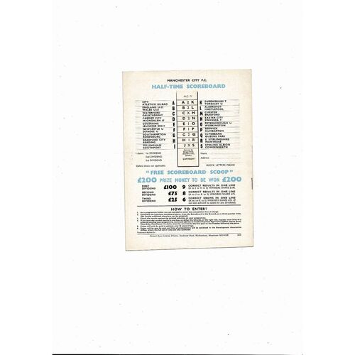 Manchester City v Bilbao European Cup Winners Cup Football Programme 1969/70