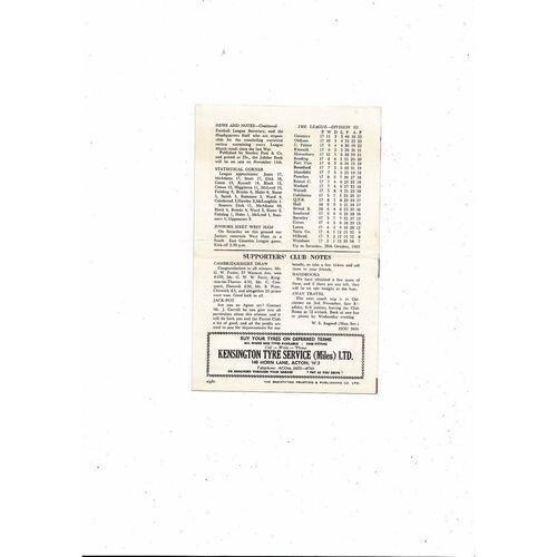 1963/64 Brentford v Mansfield Town Football Programme