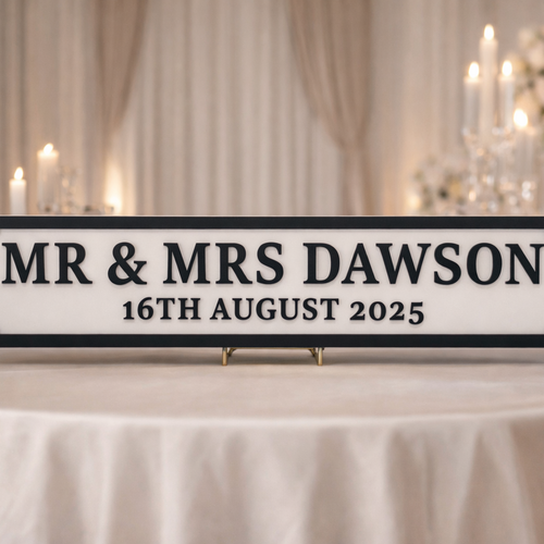 Personalised Mr & Mrs Wedding Street Sign – 3D Wooden Plaque Copy