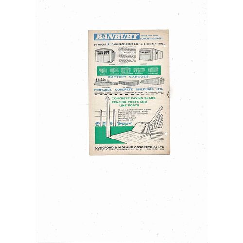 1959/60 Coventry City v Wrexham Football Programme