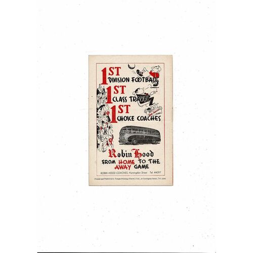 1958/59 Nottingham Forest v Aston Villa Football Programme