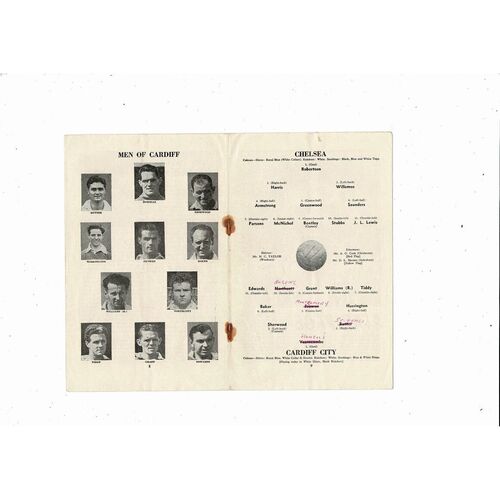 1954/55 Chelsea v Cardiff City Championship Season Football Programme
