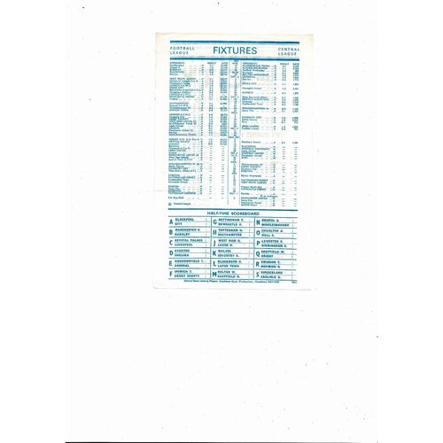 Manchester City v Blackpool Central League Football Programme 1970/71