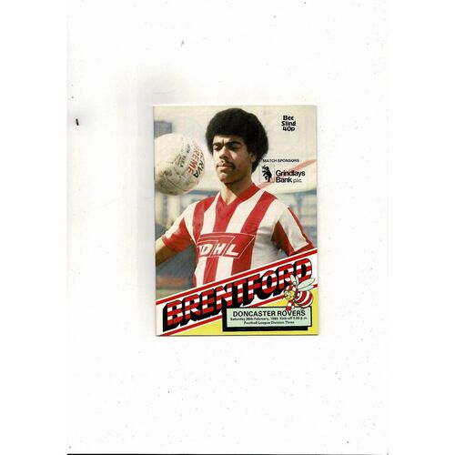 1982/83 Brentford v Doncaster Rovers Football Programme