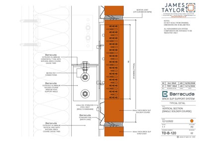 System Drawings | jamesandtaylor limited | Terracotta Tile Facade | Facing Brick System | Facade Metal