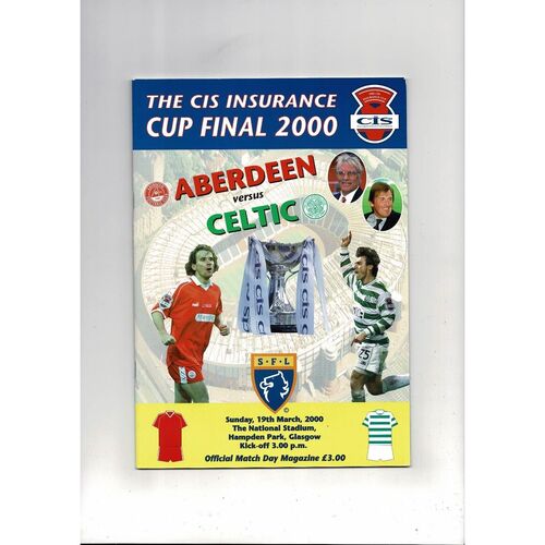 2000 Aberdeen v Celtic Scottish League Cup Final Football Programme