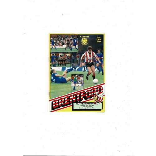 1984/85 Brentford v Rotherham United Football Programme