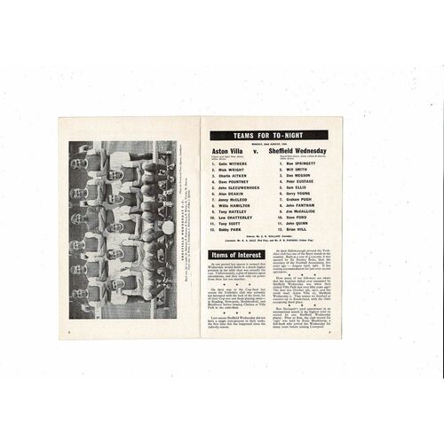 1966/67 Aston Villa v Newcastle United & Sheffield Wednesday Double  Football Programme