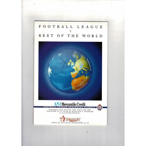 1987 Football League v Rest of the World Mercantile Credit Football Programme