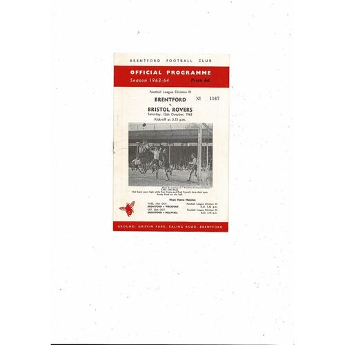 1963/64 Brentford v Bristol Rovers Football Programme