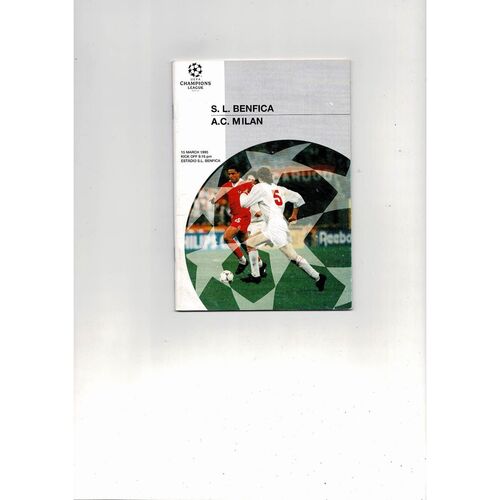 Benfica v AC Milan UEFA Champions League Football Programme 1994/95