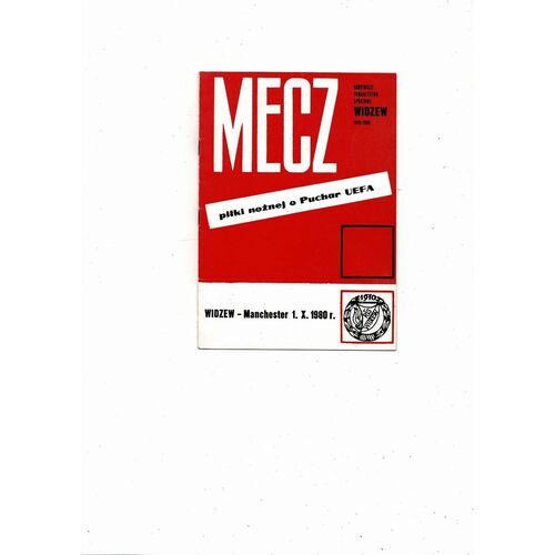 Widzew Lodz v Manchester United UEFA Cup Football Programme 1980/81