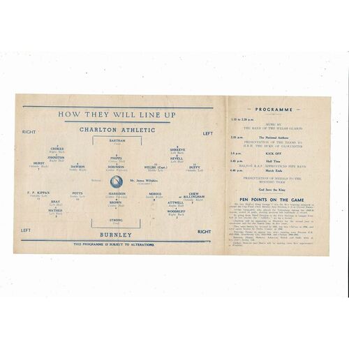 1947 FA Cup Final Charlton Athletic v Burnley Pirate Programme by T. Ross