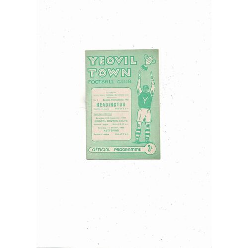 1955/56 Yeovil Town v Headington Southern League Football Programme