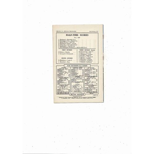 1950/51 Chelsea v Fulham FA Cup Football Programme
