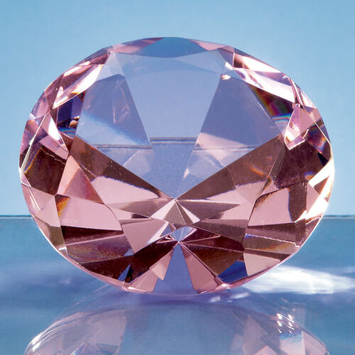Optical Crystal Pink Diamond Paperweight 8cm