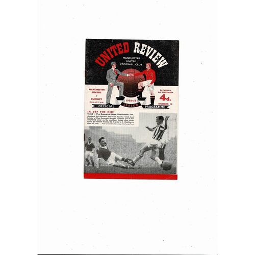 1958/59 Manchester United v Burnley Football Programme
