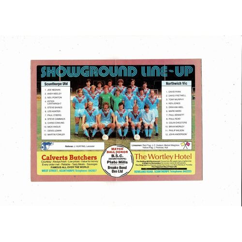 Scunthorpe United v Northwich Victoria FA Cup Football Programme 1982/83