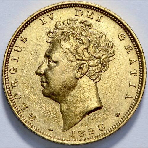 1826 bare head King George 1V full gold sovereign