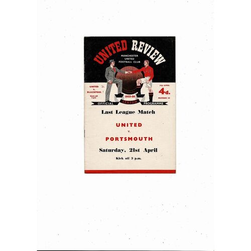 1955/56 Manchester United v Blackpool Football Programme