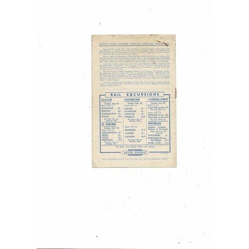 1949/50 Queens Park Rangers v Brentford Football Programme